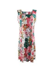 Plus Size Chiffon/Polyester Square Neck Sleeveless Floral Print  Dress