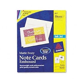 New-Avery 8317 - Printable Embossed Cards, 4-1/4 x 5-1/2, Ivory, 2/Page, 60/Box with Envelopes - AVE8317