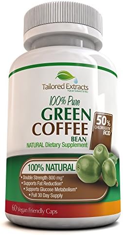 Pure Green Coffee Bean Extract Fat Burner - 800mg Pills Including 100mg Chlorogenic Acid - Natural Organic Ingredients - Weight Loss Supplements - Lose Weight with No Side Effects