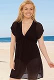 Beach Belle® Black Chevron Cap Sleeve Empire Tunic - Plus Size Swimsuit Plus Size Swimsuits