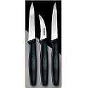Victorinox Cutlery 3-Piece Paring Knife Set, Black Poly Handles