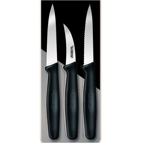 R H. Forschner by Victorinox 3-Piece Paring Knife Set, Black Poly Handles