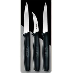 Victorinox Cutlery 3-Piece Paring Knife Set, Black Poly Handles