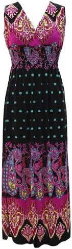 Peach Couture Exotic Tahiti Multicolor Border Print Maxi Dress