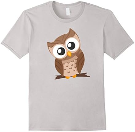 Men's Cute Owl Shirt: Funny Animal T-Shirt 3XL Silver