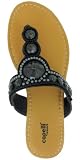 Capelli New York Embellished T-Strap With Vein Gem And Allover Seed Bead Trim Ladies Flip Flop