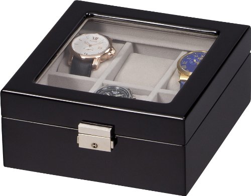 Auer Accessories Niobe 416B Watch Box For 6 Watches Piano polish 2 Cushion sizes