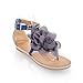 New Summer Fashion Flower Beaded Women's T Strap Sweet Flats Sandals Shoes