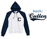 C Cullen White with Navy Sleeves Zippered Hooded Sweatshirt