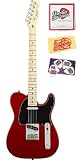 Fender American Standard Telecaster Bundle with Strings, Pick Card, and Polishing Cloth - Maple Fretboard, Transparent Crimson Red