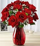 One Dozen Red Roses with Ruby Vase