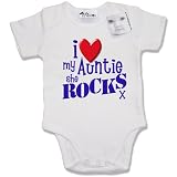from Dirty Fingers Dirty Fingers - I Love my AUNTIE she Rocks x - Baby & Toddler Short Sleeve Bodysuit / BabyGrow, 0-3 months, White
