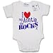 Dirty Fingers  I Love my AUNTIE she Rocks x  Baby & Toddler Short Sleeve Bodysuit / BabyGrow, 6-12 months, White