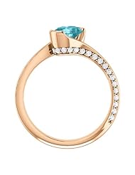 18K Rose Gold 7.00x5.00mm Oval Cut Blue Zircon and Diamond Ring -- LIFETIME WARRANTY