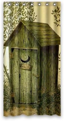 MIER_M Outhouse Custom 48" x 72" Shower Curtain 7 holes to which rings attach Shower Curtain CR-YL1933