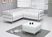 Exclusive Modern Contemporary Le Corbusier Style White Leather Sectional Sofa and Ottoman Set