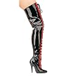 Pleaser Boots Women's SEDUCE-3026 5" Lace-Up Thigh Boot with Scalloped Trim, Side Zip Available in 2 Colors