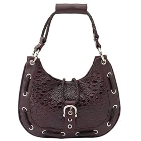 Western Style Genuine Leather Embossed Rope Handbag Purse