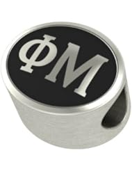 Phi Mu Black Antique Oval Sorority Bead Charm Fits Most European Style Bracelets. High Quality Bead in Stock for Fast Shipping