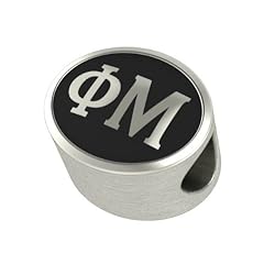 Phi Mu Black Antique Oval Sorority Bead Charm Fits Most European Style Bracelets. High Quality Bead in Stock for Fast Shipping