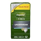 Depend Underwear for Men, Maximum Absorbency, Small Medium, 32-Count