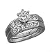 14K white gold 0.8ct tw cubic zirconia round center round side wedding set rings