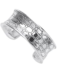 CleverEves Sterling Silver Oxidized Fancy Croc Design Cuff Bracelet