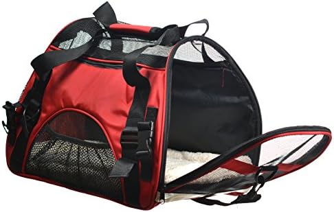 Lugcor (TM) Microfiber Comfort Soft Sided Pet Carrier "FAA Approved" Travel Tote Bag (Red)