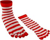  : Adult Red & White Striped Toe Socks