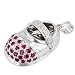 14K White Gold Ruby and Diamond Baby Shoe Pendant