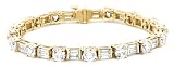  : 14k Yellow Gold Baguette and Round Diamond Tennis Bracelet (10 1/3 cttw, H-I Color, SI1-I2 Clarity), 7'