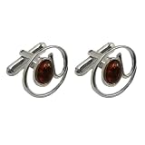 Baltic Honey Amber and Sterling Silver Musicians Cufflinks