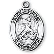 Sterling Silver St Michael Medal and 24-inch Chain