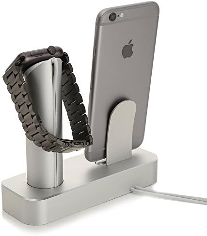 Viget® Apple Watch Iphone Charger Docking Station; Cradle Charging Sync Dock for Apple Watch iPhone6, 6plus, 5, 5S, 5C, 4S Charging Stand Cradle Holder (Silver)