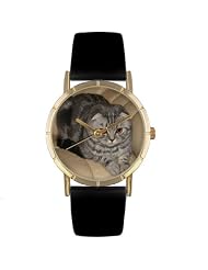 Whimsical Watches Kids P0120031 Classic Scottish Fold Cat Black Leather And Goldtone Photo Watch