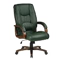 Office Star High-Back Leather Exec Chair - Green/ Manchester Oak