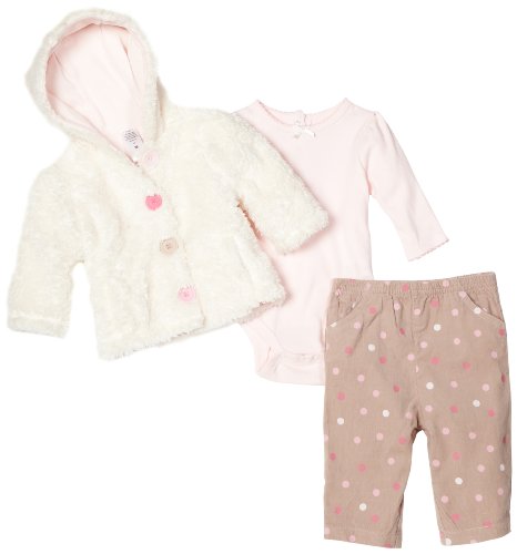 Little Me Baby-girls Newborn Dot 3 Piece Hoodie Set, Brown Multi, 9 Months