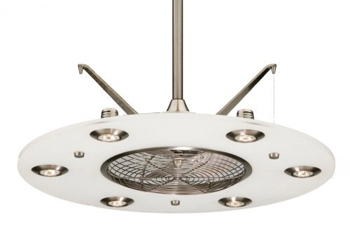 Fanimation FP4820PW Cumulos Ceiling Fan Pewter Finish with White Frosted Acrylic Satin Nickel Accents 3 Blades