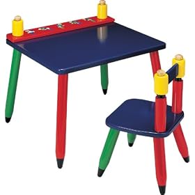 Wooden Pencil Desk & Chair