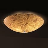 IMAGE OF Alabaster Rocks Bowls Six Light Semi Flush Mount Metal Finish: Matte Black, Shade Option: Square Bowl