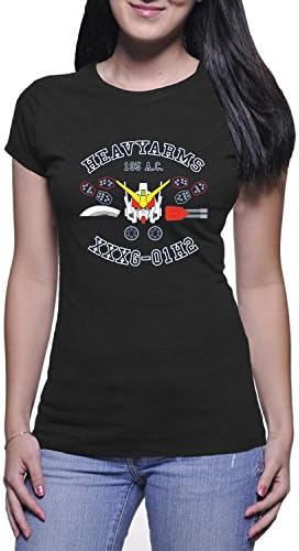 Heavyarms Gundam Anime Women T shirt Black X-Large
