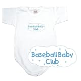BABY BODYSUIT WHITE  LIGHT BLUE CLOUD BASEBALL CLUB  12 - 18 Months