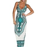 Alki'i African Print Casual Evening Party Cocktail Long Maxi Dress