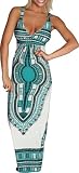 Alki'i African Print Casual Evening Party Cocktail Long Maxi Dress
