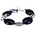 EXP Handmade Zebra Jasper & Black Crystal Bead Bracelet With Sterling Silver