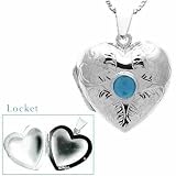 Sterling Silver Genuine Cabochon Blue Topaz Heart Locket Pendant