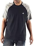 adidas Mens Essential 3 Stripe Crew Neck T-Shirt Dark Navy Small