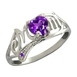 0.81 Ct Genuine Heart Shape Purple Amethyst Gemstone Sterling Silver Ring