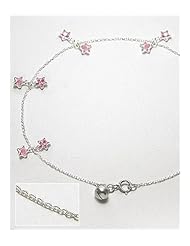 Pink Star CZ Anklet In 92.5 Sterling Silver