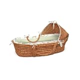 Honey Hooded Baby Moses Basket with Sage Gingham by Badger Basket